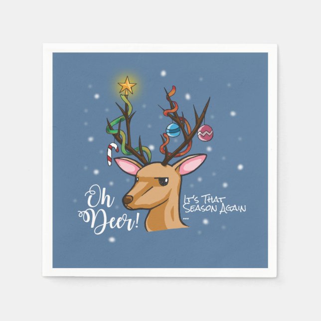 Oh Deer | Funny Woodland Christmas Character Serviette (Vorderseite)