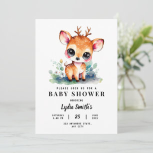 Oh Deer Girl Baby Shower Baby Dusche Grüne Einladung
