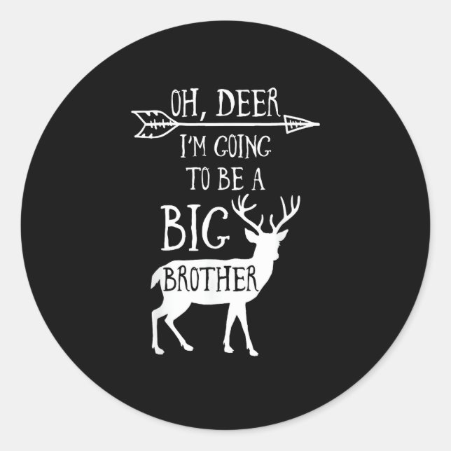 Oh Deer Going To Big Brother Christmas Announcemen Runder Aufkleber (Vorderseite)