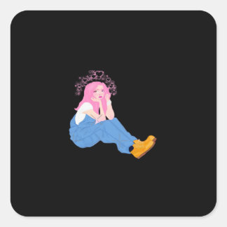 Oh Deer Graphic Artistic Design Quadratischer Aufkleber