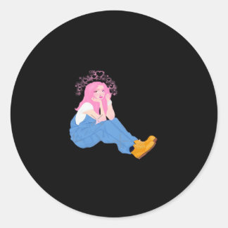 Oh Deer Graphic Artistic Design  Runder Aufkleber