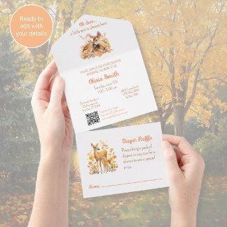 Oh Deer Herbst-Baby-Shower-Einladung Alles in Eine All In One Einladung
