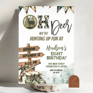 Oh Deer Hunting Camo Birthday Invitation Einladung