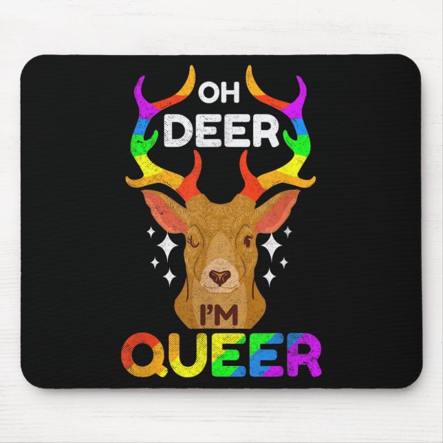Oh Deer Im Que Funny Lgbtq Gay Pride Awareness Mousepad (Vorne)