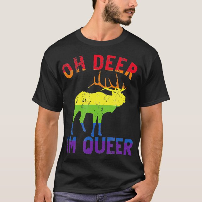 Oh Deer Im Que Rainbow LGBT Gay Pride Lesbian T-Shirt (Vorderseite)