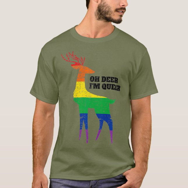 Oh Deer Im Queen LGBT Rainbow Gay Pride T-Shirt (Vorderseite)