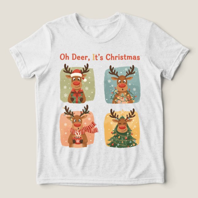 Oh Deer It’s Christmas Funny Design Tri-Blend Shirt (Design Vorderseite)