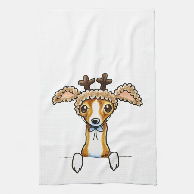 Oh Deer Italian Greyhound Geschirrtuch (Vertikal)