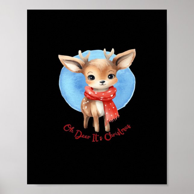 Oh Deer Its Christmas Retro Classic Design  Poster (Vorne)