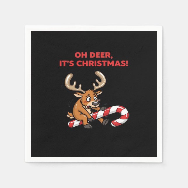 Oh Deer Its Christmas Stressed Reindeer With Sweet Serviette (Vorderseite)