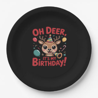 Oh Deer Its My Birthday Cute Reindeer Festive Styl Pappteller