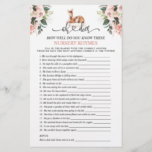 Oh Deer Kinderzimmer Rhyme Baby Showspiele