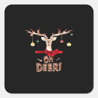 Oh Deer Klassischer Stil Quadratischer Aufkleber