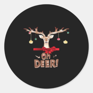 Oh Deer Klassischer Stil Runder Aufkleber