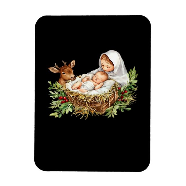 Oh Deer Mary Nativity Scene Christmas Jesus   Magnet (Vertikal)