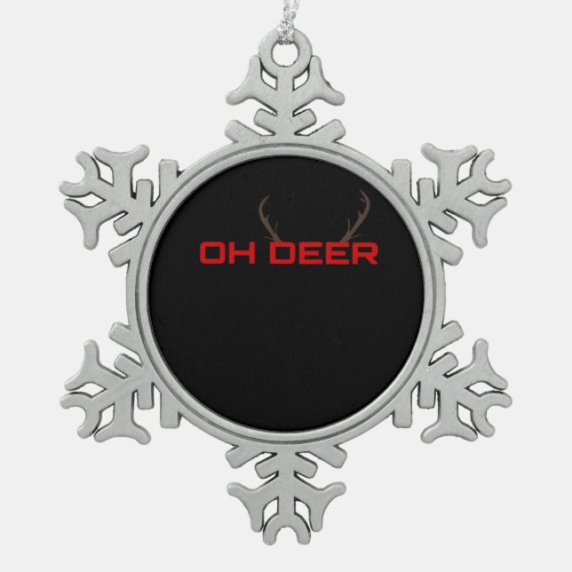 Oh Deer Minimal Aesthetic Vibe  Schneeflocken Zinn-Ornament (Vorderseite)