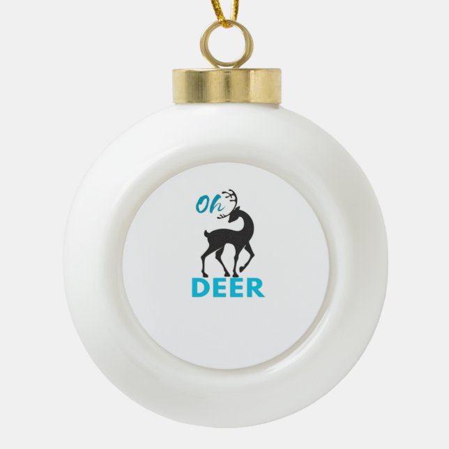 Oh Deer Minimal Design  Keramik Kugel-Ornament (Vorderseite)