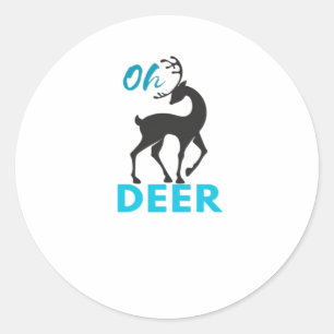 Oh Deer Minimal Design Runder Aufkleber