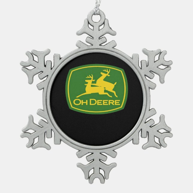 Oh Deer Minimal Modern Design  Schneeflocken Zinn-Ornament (Vorderseite)