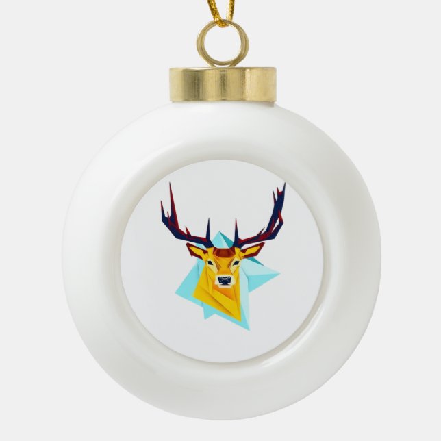 Oh Deer Minimal Rustic Style  Keramik Kugel-Ornament (Vorderseite)