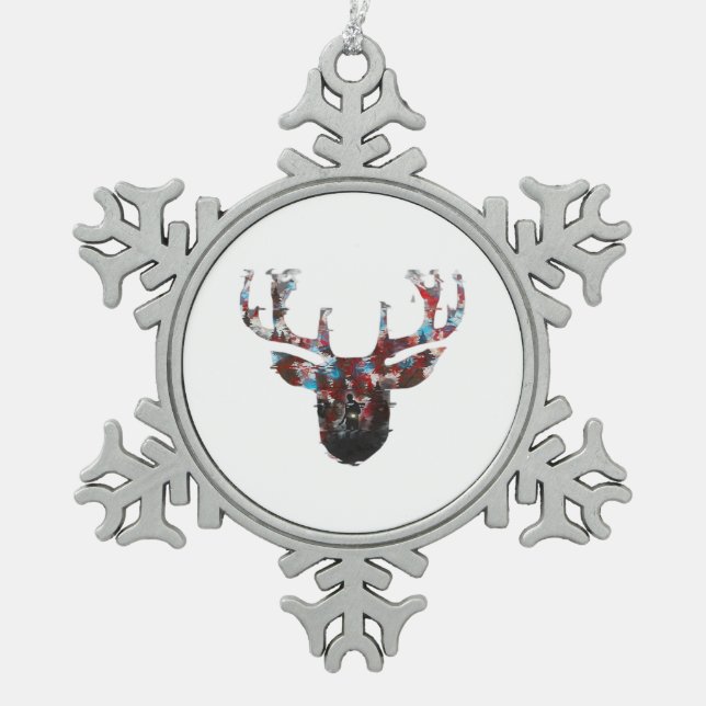 Oh Deer Minimal Style  Schneeflocken Zinn-Ornament (Vorderseite)