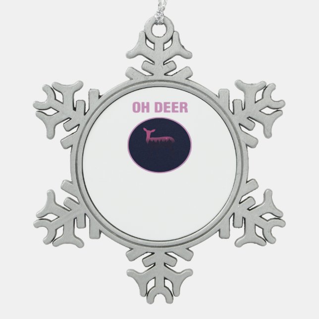 Oh Deer Modern Aesthetic  Schneeflocken Zinn-Ornament (Vorderseite)
