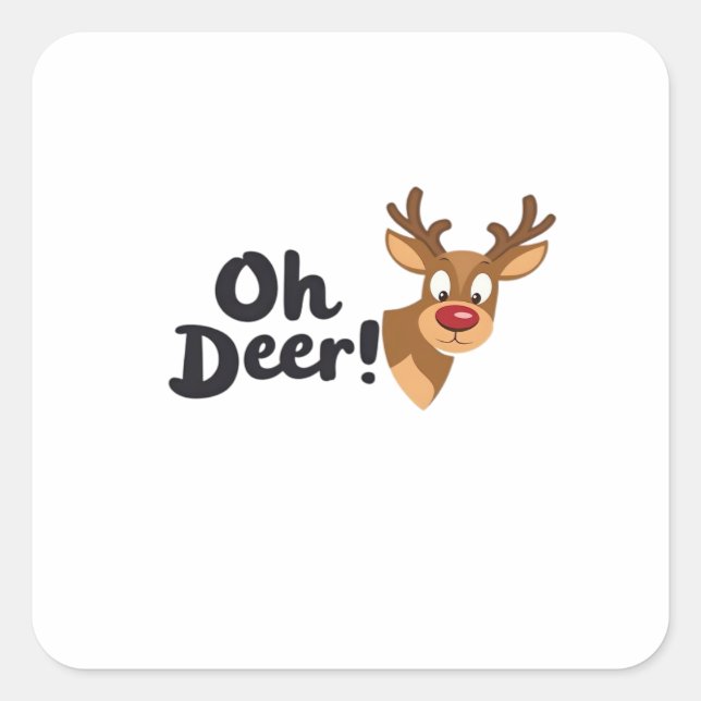 Oh Deer Modern Aesthetic Style  Quadratischer Aufkleber (Vorderseite)