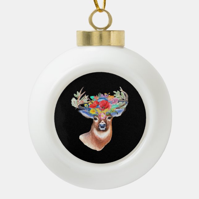 Oh Deer Modern Artistic Style  Keramik Kugel-Ornament (Vorderseite)