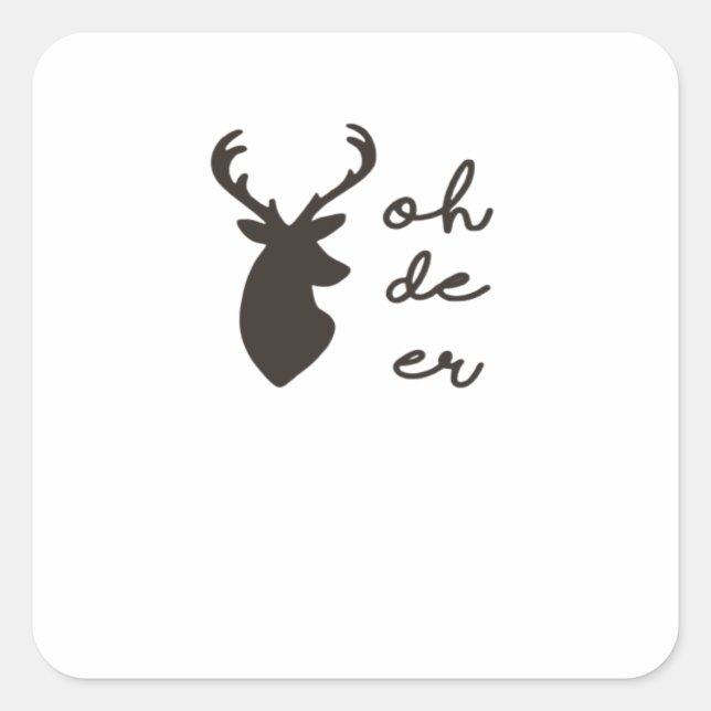 Oh Deer Modern Graphic Style  Quadratischer Aufkleber (Vorderseite)