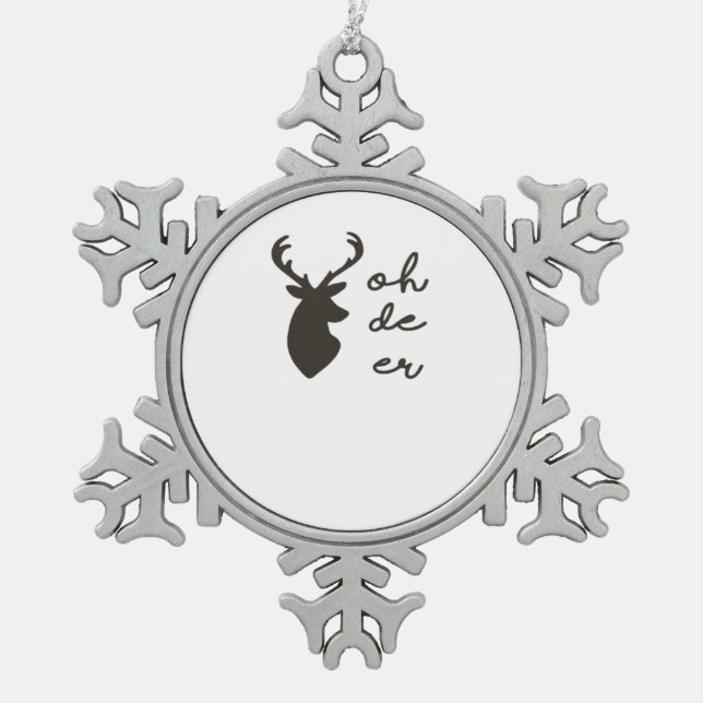 Oh Deer Modern Graphic Style  Schneeflocken Zinn-Ornament (Vorderseite)