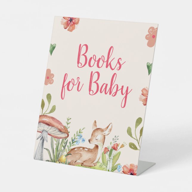 Oh Deer Party Dekorationen Bücher für Baby Sockelschild (Vorderseite)