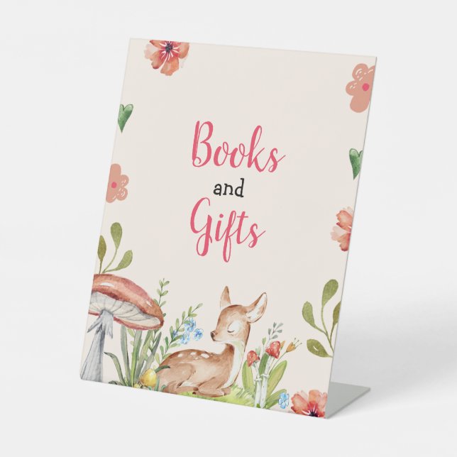 Oh Deer Party Dekorationen Girl Baby Dusche Sockelschild (Vorderseite)