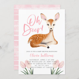 Oh Deer Pink Floral Baby Dusche Einladung