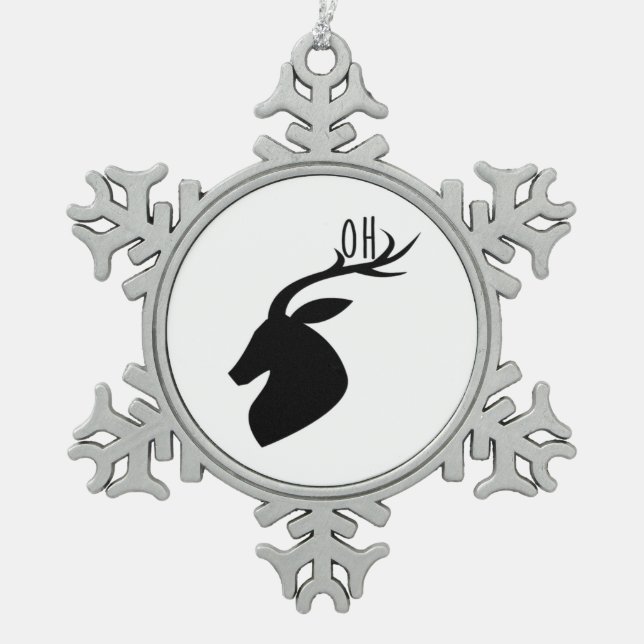Oh Deer Pun Creative Style  Schneeflocken Zinn-Ornament (Vorderseite)