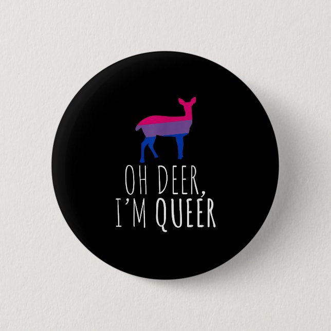 Oh Deer Queer Bisexual Pride Gay Lesbian Design  Button (Vorderseite)