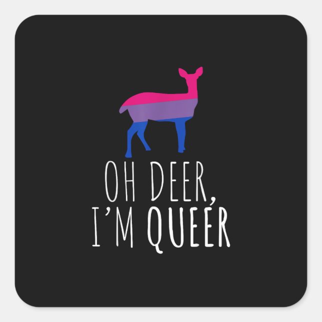 Oh Deer Queer Bisexual Pride Gay Lesbian Design  Quadratischer Aufkleber (Vorderseite)