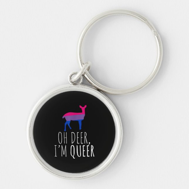 Oh Deer Queer Bisexual Pride Gay Lesbian Design  Schlüsselanhänger (Vorne)