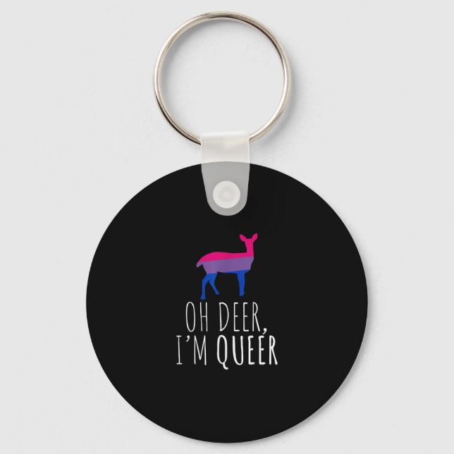 Oh Deer Queer Bisexual Pride Gay Lesbian DKeychain Schlüsselanhänger (Vorderseite)