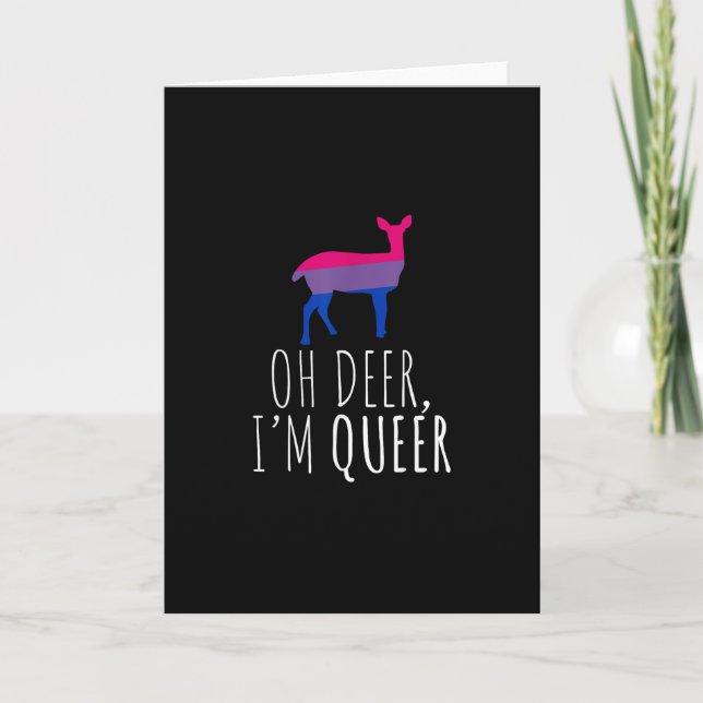 Oh Deer Queer Bisexual Pride GFolded Greeting Card Karte (Vorderseite)
