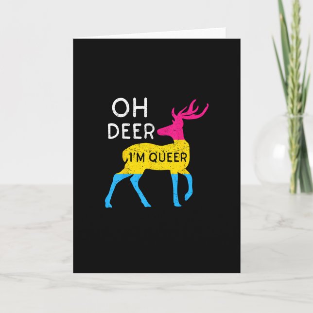 Oh Deer Queer Colorful Pride Flag Celebration Karte (Vorderseite)