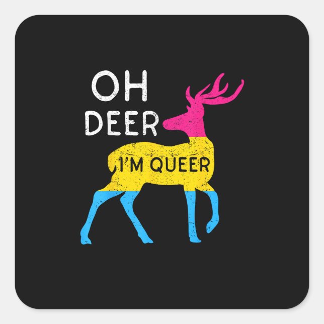 Oh Deer Queer Colorful Pride Flag Celebration  Quadratischer Aufkleber (Vorderseite)