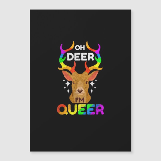 Oh Deer Queer Funny LGBTQ Pride Awareness  Magnetkarte (Vorderseite)