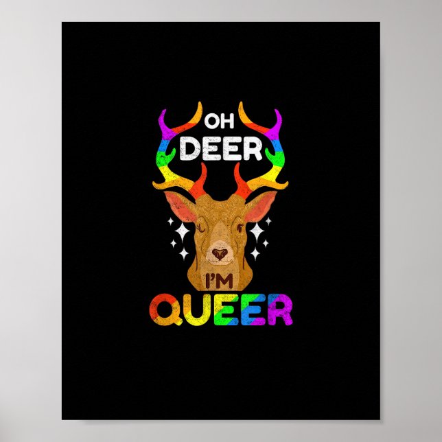 Oh Deer Queer Funny LGBTQ Pride Awareness  Poster (Vorne)