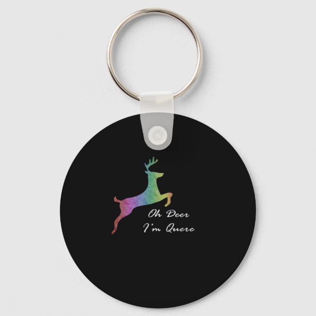 Oh Deer Queer Funny Pun LGBT Pride CelebraKeychain Schlüsselanhänger (Vorderseite)