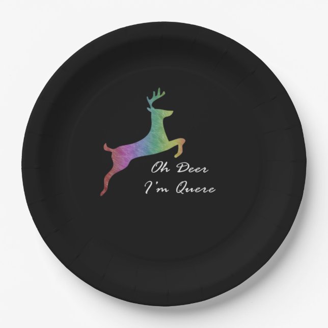 Oh Deer Queer Funny Pun LGBT Pride Celebration  Pappteller (Vorderseite)