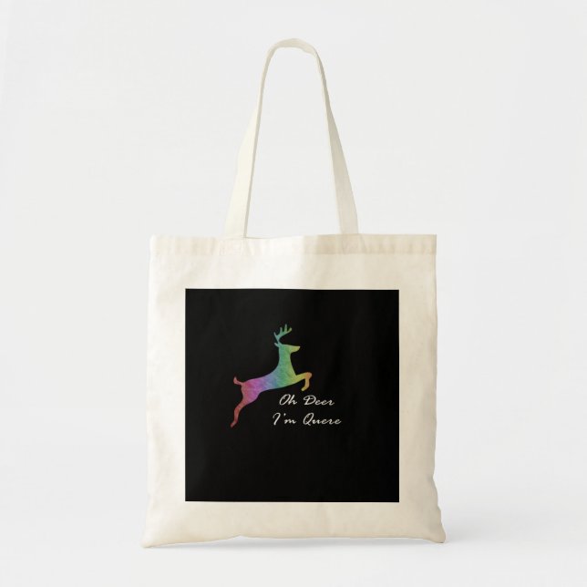 Oh Deer Queer Funny Pun LGBT Pride CelebraTote Bag Tragetasche (Vorne)
