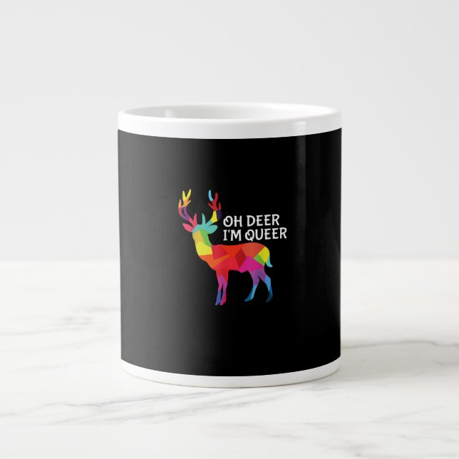 Oh Deer Queer Funny Pun LGBT Pride Design Jumbo-Tasse (Vorderseite)