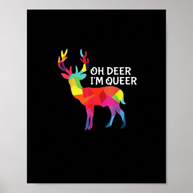Oh Deer Queer Funny Pun LGBT Pride Design Poster (Vorne)
