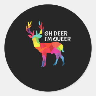 Oh Deer Queer Funny Pun LGBT Pride Design Runder Aufkleber