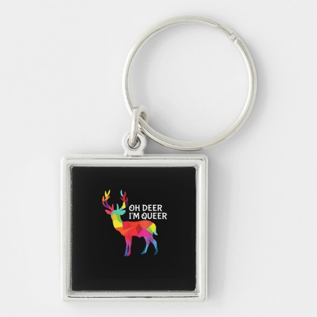 Oh Deer Queer Funny Pun LGBT Pride Design Schlüsselanhänger (Vorne)
